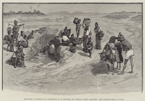 Schetsen in Birma, door Luitenant E R Penrose, 23e Bombay Lichte Infanterie, de Dorpsput bij Pouk